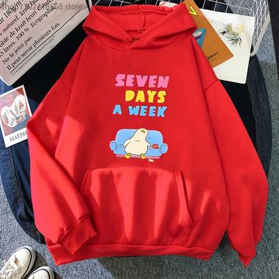Худи Семь Дней в НеделюУтка Каваи Мультяшные Толстовки Корейский Стиль Повседневные Женские Зимние Пальто Одежда для Девочек Топы