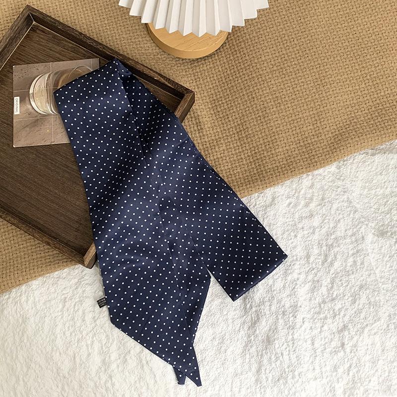 Шелковый шарф в горошек, длинная полоса, ощущение высокого класса, летняя ретро-повязка, лента, стример, многоцелевой, маленький шарф, косынка, повязка на голову, пояс.