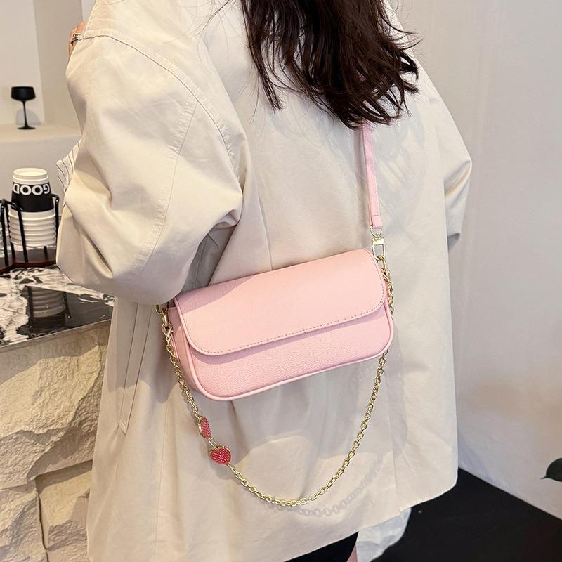 Женская сумка подмышку на цепочке высокого класса, новая модная и простая сумка-кроссбоди на одно плечо для通勤, универсальная маленькая квадратная сумка