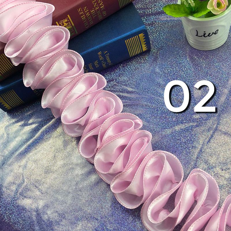 5 ярдов кружевной отделочный край шифон атлас плиссированная лента собранная ткань для поделок платье юбка подол букет украшение