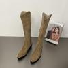 Модные полусапоги женские зимние 2024 трендовая обувь горячая элегантная в продаже с высококачественными ботинками длинные туфли для женщин эластичная мода