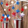 6/9/18PCS Glitter Star Picks Foam Sparkly Sticks Memorial Day Star Hanging Ornaments Independence Day Party Favors