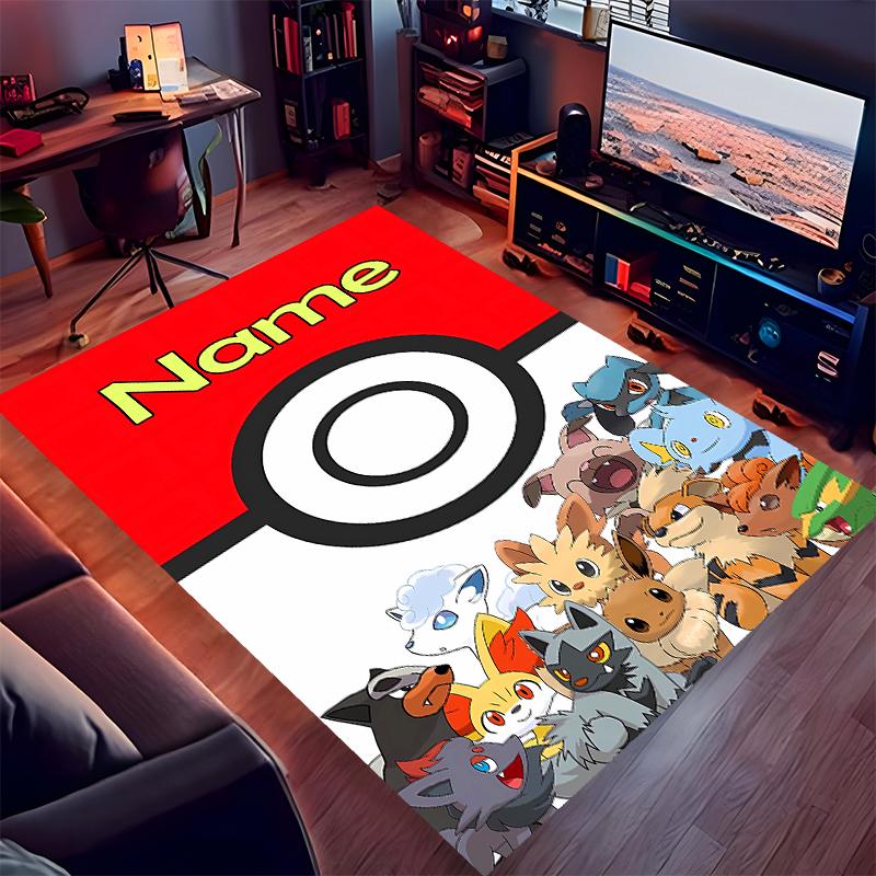 Custom personalization Pokémon Ash and Pikachu Print Area Rug - Soft, Washable Non-Slip Indoor Mat,Living Room,Home&Office Decorative Rug