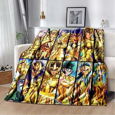 3D Ретро Аниме Мультфильм Saint Seiya Фланелевое Одеяло Мягкое Уютное Диван Кровать Дорожное Одеяло Подарок Ребенку на День Рождения