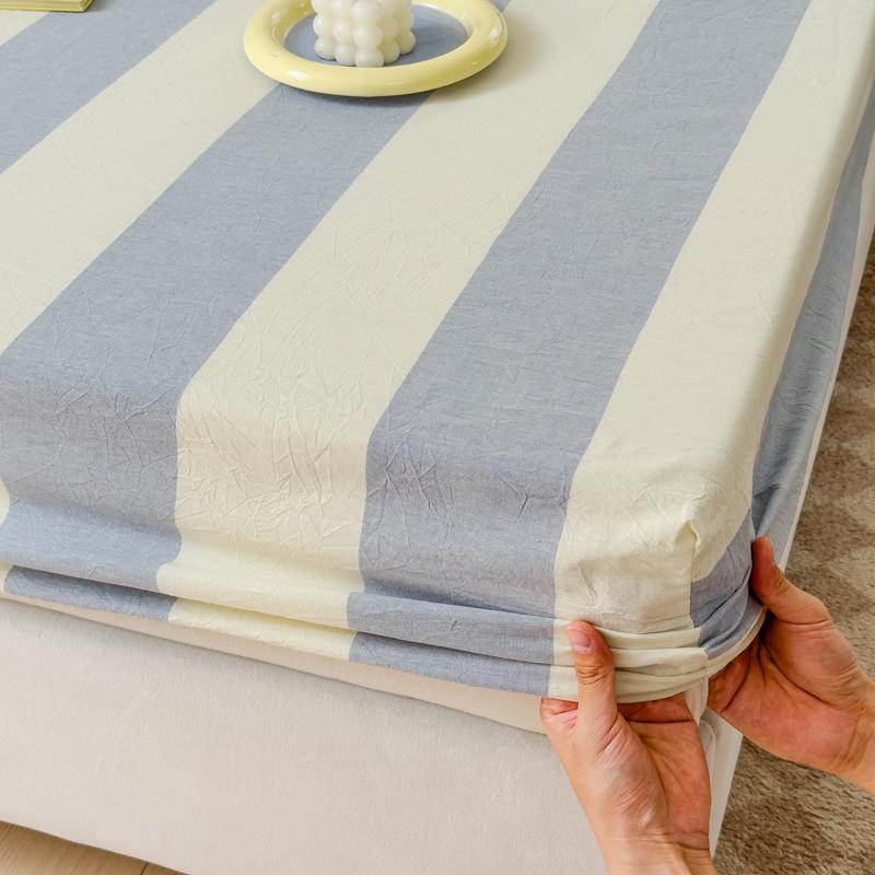 Stripe Style Fitted Sheet Pure Cotton Bed Cover Skin-friendly Bedsheet Girls Boys Room Mattress Protector sabanas(No Pillowcase)