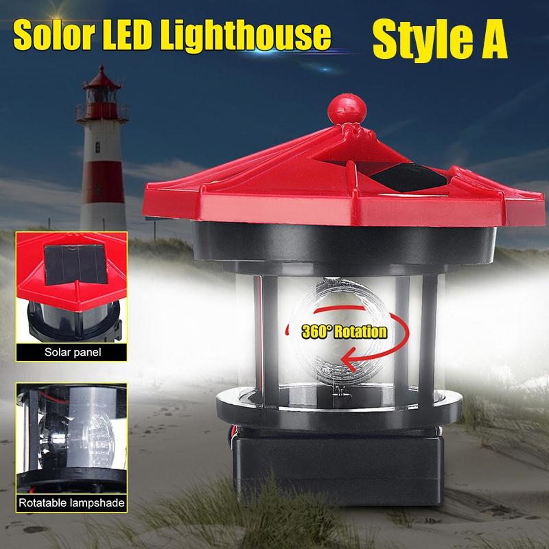 Светодиодный солнечный свет в форме статуи маяка, вращающийся автоматически освещенный светильник на солнечной энергии