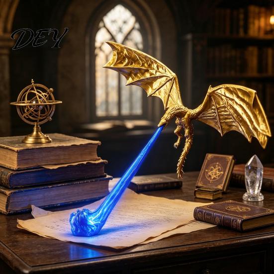 Декоративные украшения для книжной полки, 3D-печатный декор Огнедышащего Дракона, Фэнтезийный уголок со светом, Летающая фигурка, Настольные аксессуары для офиса с