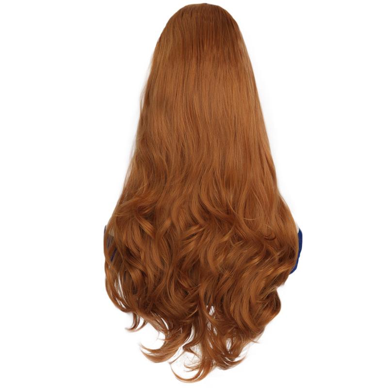 Синтетические волосы Костюм Женские парики Длинный прямой парик Оранжево-имбирный парик с боковой челкой для косплея Хэллоуин вечеринки
