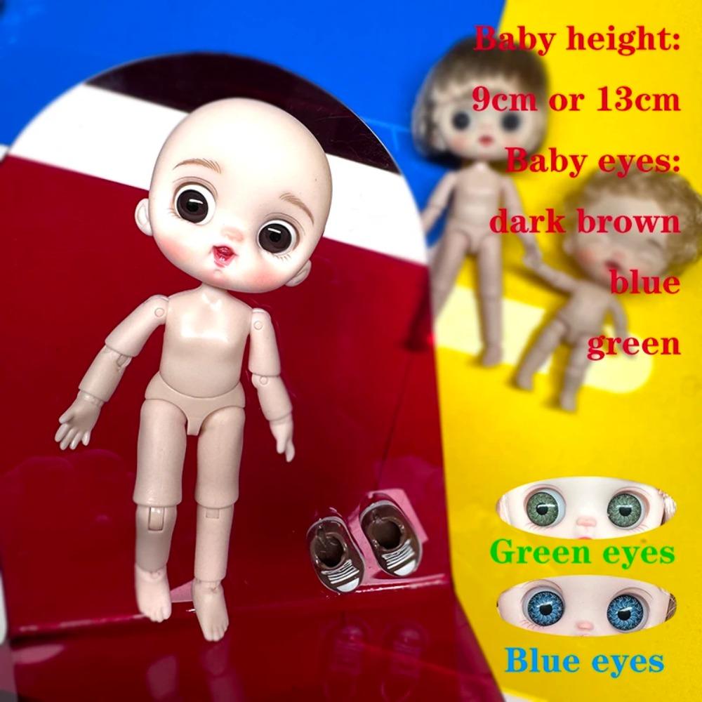 Милая Мини кукла BJD Девочка Мальчик Лысая голова Ob11 1/12 Голая DIY Игрушки Ручной работы Куклы Полное тело Зеленые Синие глаза Арт Кукла Аксессуары Искусство