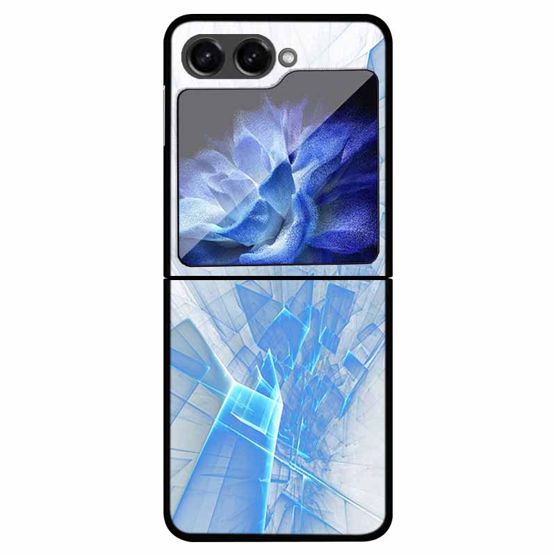 For Samsung Z Flip 5 Cover Hard PC Fold Case For Funda Samsung Galaxy Z Flip5 Foldable Flowers Black Coque Phone Shield Bumper