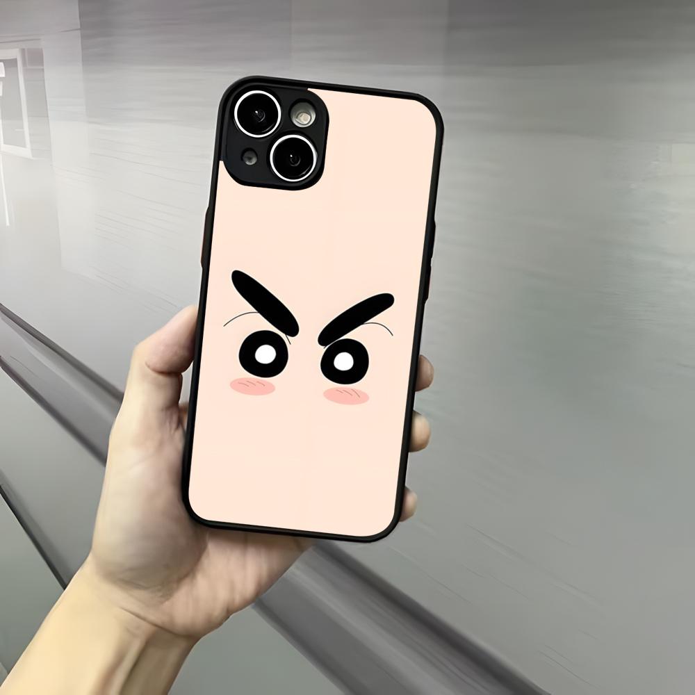 Cute C-Crayon S-Shinchan Clear Phone Case For Iphone 17 16 15 14 13 12 Pro Max Xr Air Plus Skin Feel Black Hard Shell Cover