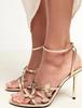 Elegant Gold Heeled Sandals for Women Fashion Leaf Decoration Ankle Strap  High Heels Luxury Wedding Bridal Dinner Shoes