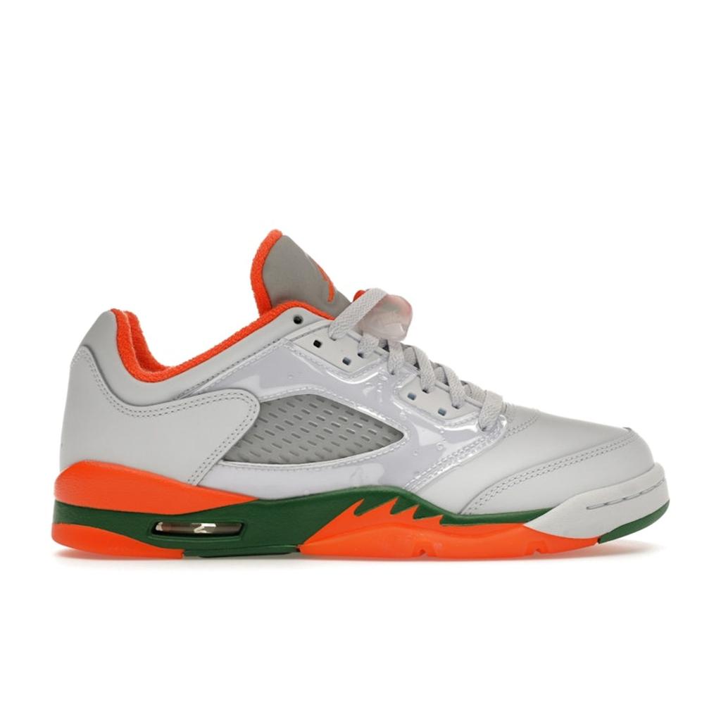 Детские кроссовки Air Jordan 5 Retro Low GS Hurricanes серо-футбольно-серые бриллиантово-оранжевые FQ1293-018