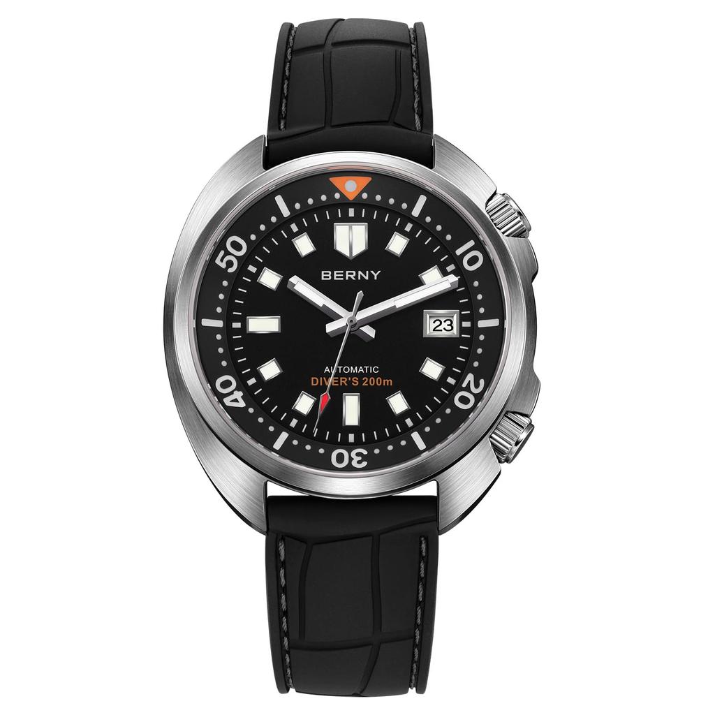 BERNY Manual and 200m Water Sapphire Super Fluorocarbon Rubber Fashionable Birthday Gift Men's Watch, Automatic, Resistant, AR-Coated Crystal,