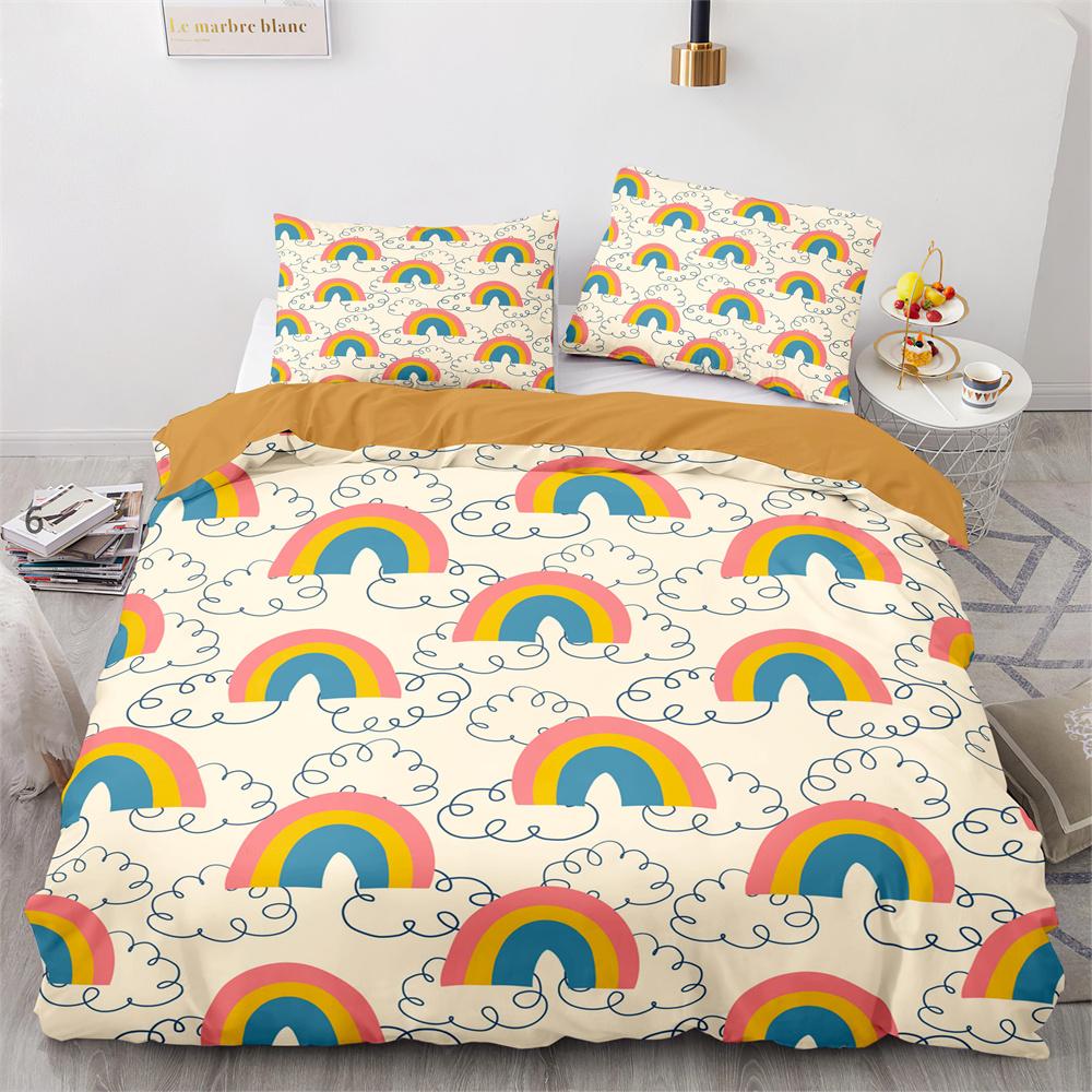 Радужные Птицы Звезда Набор Пододеяльников Двуспальный Полный Размер Милый Полиэстеровый Чехол для Одеяла для Детей Мальчиков Девочек Комплект Постельного Белья Чехол для Одеяла