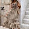 Women's Fashion Summer Spring Geometric Print Sleeveless V-Neck High Waist Casual Dresses