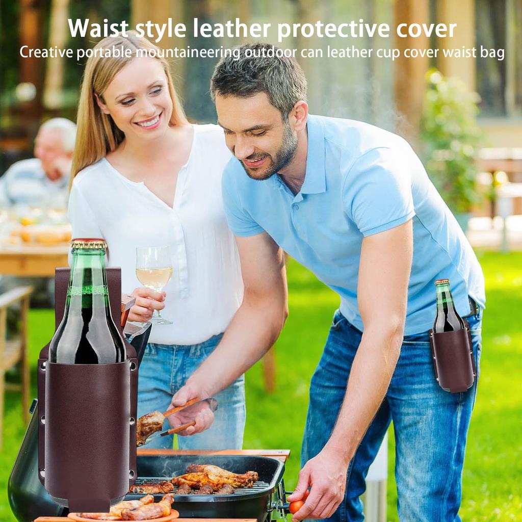 Waist-hanging Leather Beer Bottle Protective Cover Creative Portable Mountaineering Outdoor Can Leather Cup Sleeve Waist Bag