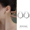 Banyan Tree S925 Silver Geometric Polygon Earrings with Black Epoxy and Diamond for Women