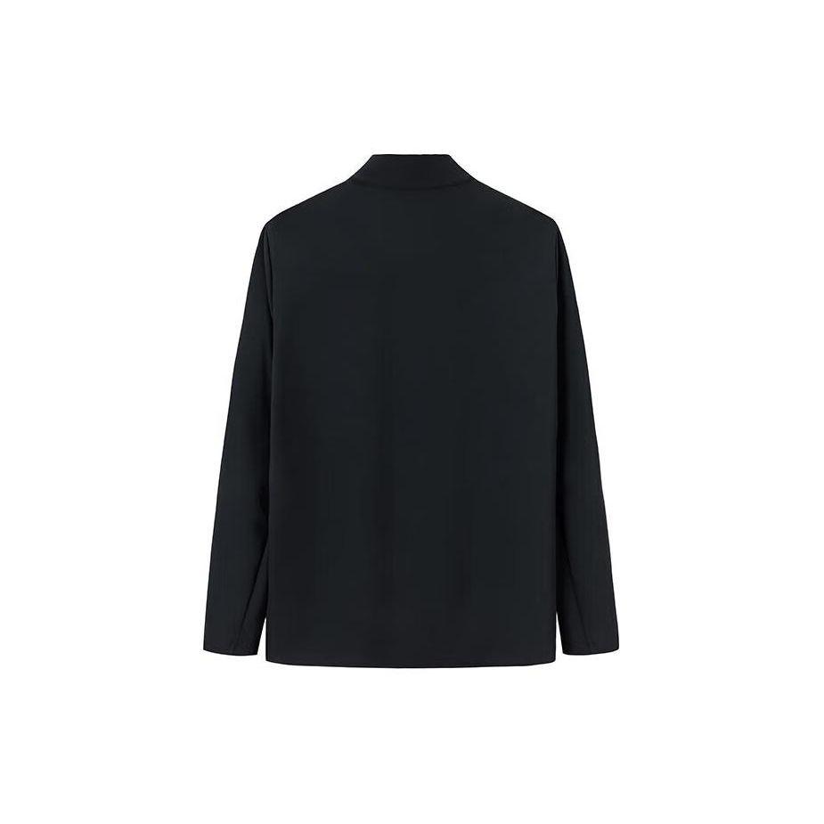 Anta Спортивная куртка для бега с контрастным принтом логотипа и воротником-стойкой, мужская куртка чисто-белая, базовая, черная 152417743S-1