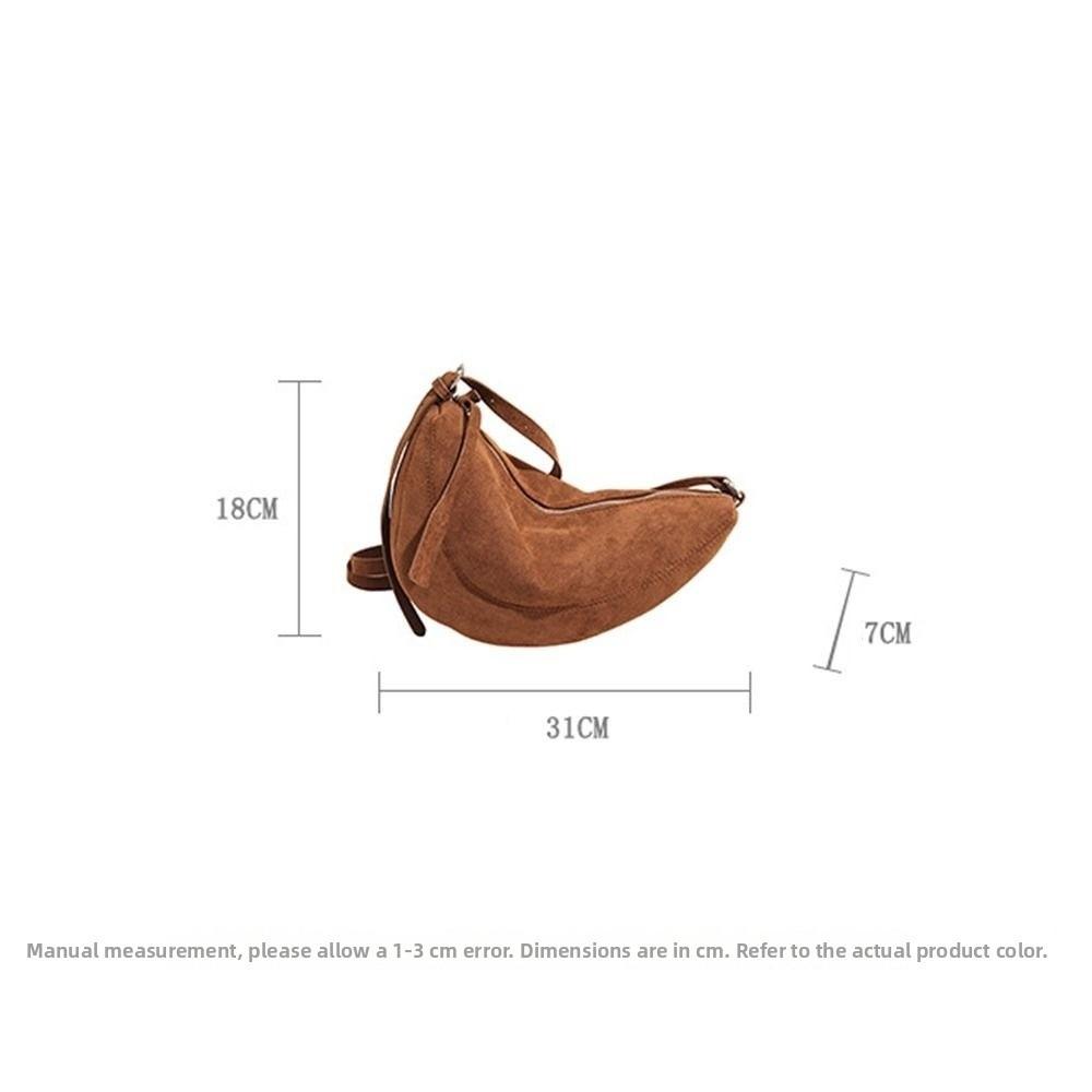 Simple Suede Leather Crossbody Bag Zipper Soft Shoulder Bag Commuting Bag Commuting
