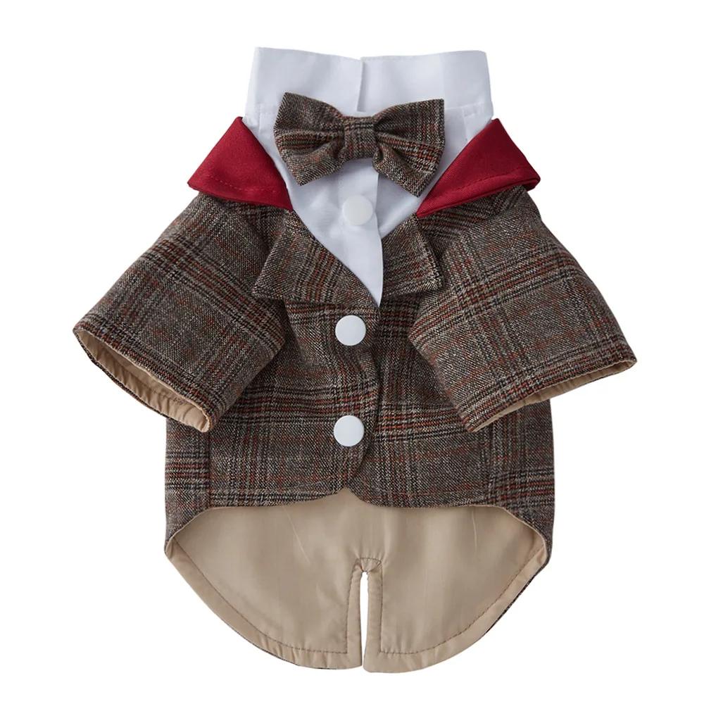 Western-Style Teddy Autumn Dog Clothes with Polyester Necklace Fashionable Pet Costume Gown for Small Dogs