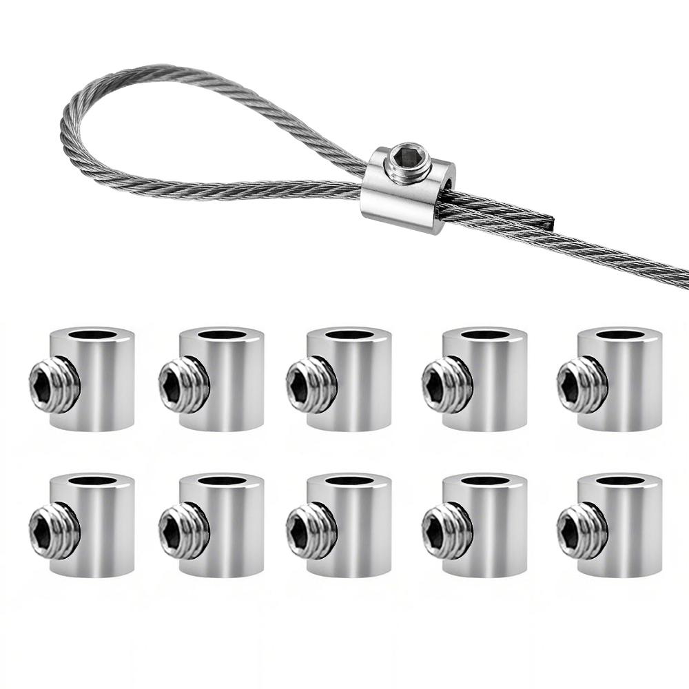 10pcs For 2mm Wire Rope Clamp Copper Suspension Clips Single Hole Retainer Clip Adjustable Screw Fixing Hardware Accessories