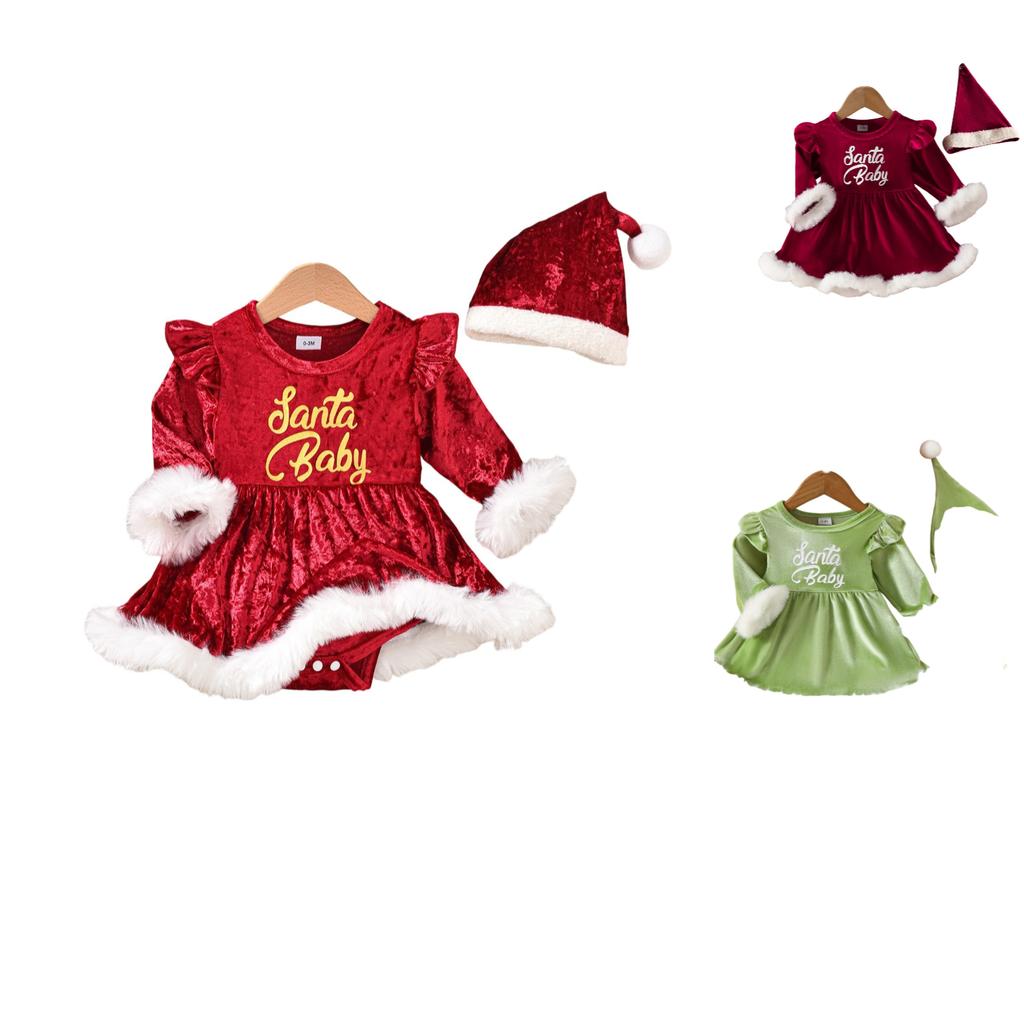 Рождественский комбинезон-платье костюм