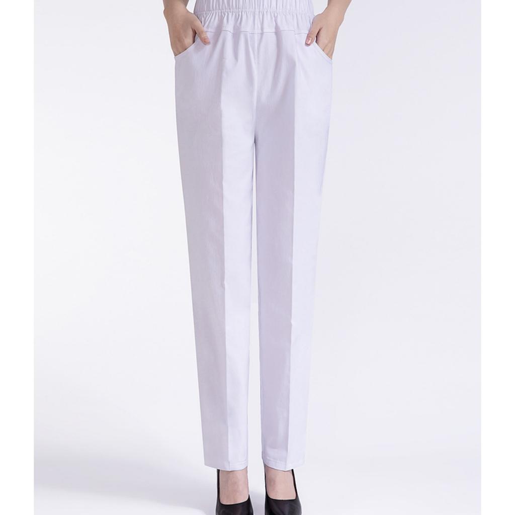 Плюс Размер Высокой Талией Длинные Брюки Женщин Прямые Брюки Белье Pantalon Работа Офис Дамы