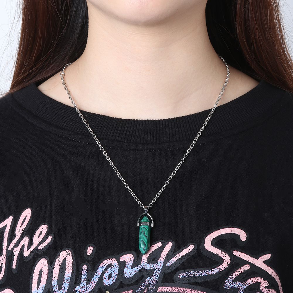 Покрытая чакра гексагональный натуральный кристалл ожерелье кварцевая цепочка камень кулон ювелирные изделия аксессуары