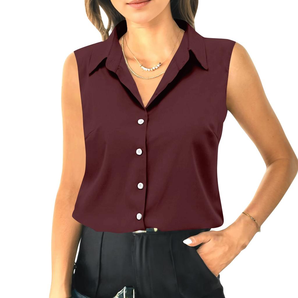 Женский летний свободный топ без рукавов с воротником-стойкой