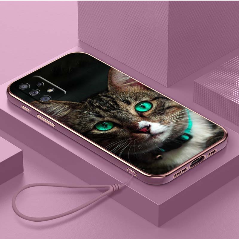 Роскошный чехол для телефона из ТПУ с ремешком для Samsung Galaxy A04 A05s A13 A14 A24 A54 A34 Note20 S23 Ultra, чехлы A41 Cool cat Black Design Art Cover
