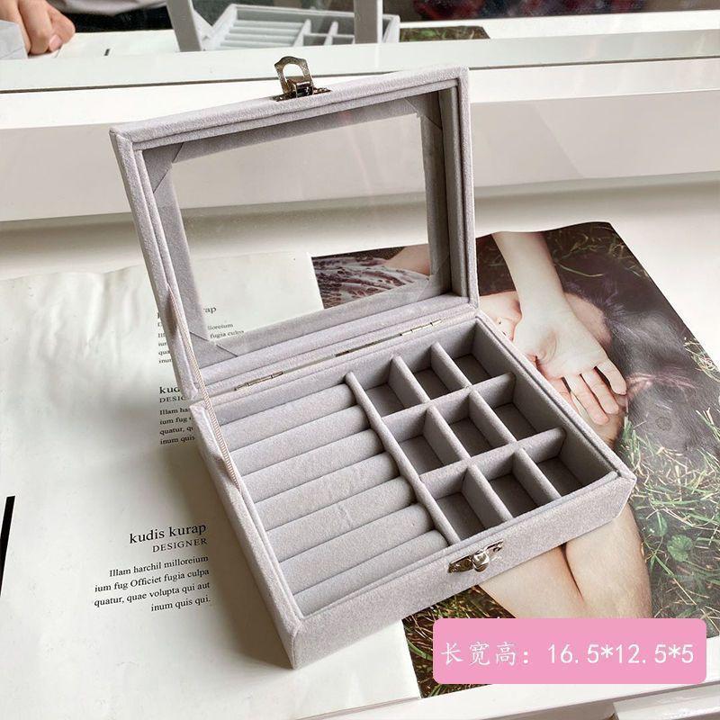 Прозрачная коробка для хранения ювелирных изделий с окошком Фланелевая коробка для хранения ювелирных изделий Кольца Гвоздики Серьги Браслет Ожерелье Ювелирные изделия