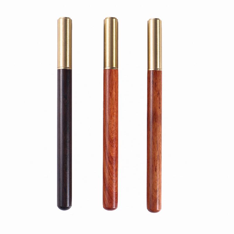 Artisan Brass Red Gem Sign Pen - Elegant Black Sandalwood & Rosewood Ballpoint Pen for Home and Office, Ideal Advertising Gift