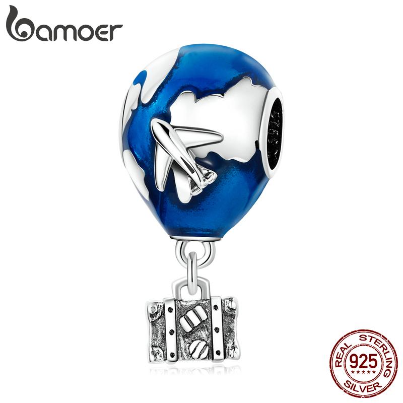 BAMOER Стерлинговое серебро 925 пробы, мини-подвеска с камерой для путешествий по всему миру для женщин, ювелирные украшения