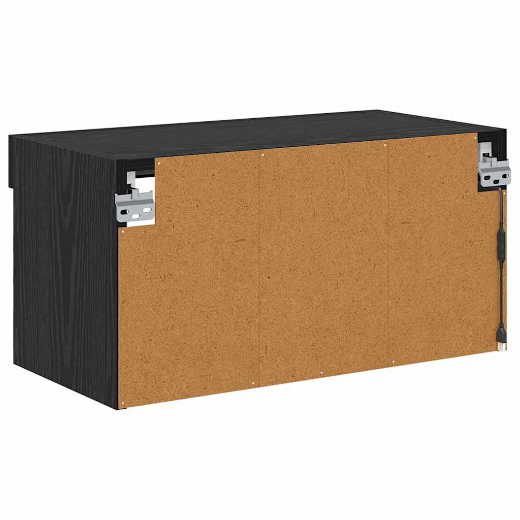 LED TV Cabinet Set in Black Oak Finish 60 x 30 x 30 cm