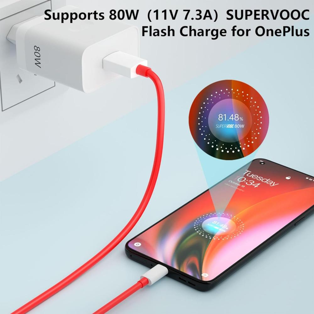 Сверхбыстрое зарядное устройство USB 80 Вт EU для OnePlus 9 10 11 12 13 Nord CE 2 3 Lite N300 OPPO Realme 12 GT NEO 2 3 Кабель Type C Warp Charge