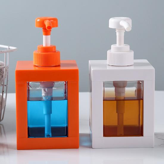 Pressed Lotion Bottles Square Shower Gel Dispensing Bottles Soapshower Gel Empty Storage Bottle for Bathroom