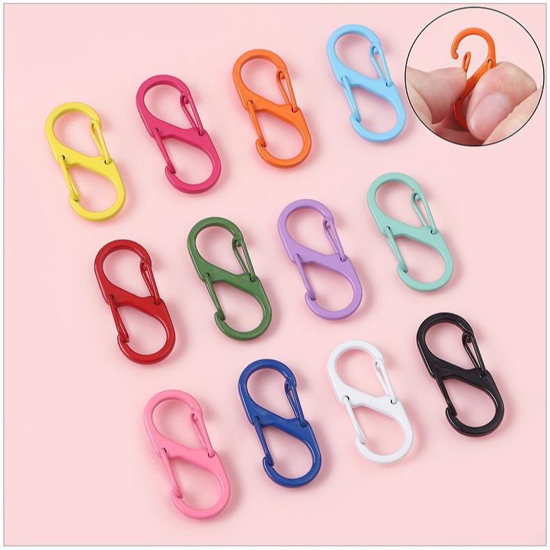 4pcs S Type Colorful Alloy Paint Spring Buckle Carabiner Anti-Theft Mini Keychain Hook Backpack Outdoor Hanging Connection Ring