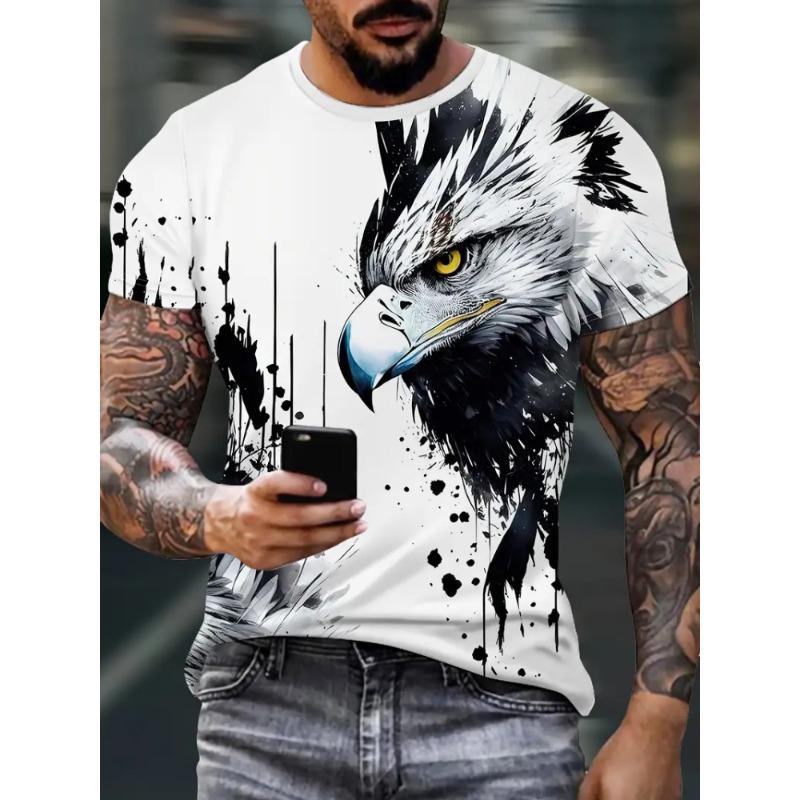 T-Shirts Oversize Eagle Graphic T-Shirt Summer Short Sleeve Tops Tees Oversized Fashion Animal Men T-Shirt Vintage Men's Clothes