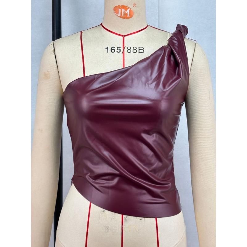 Женский однотонный топ без рукавов с косым вырезом и сексуальным вырезом на одно плечо