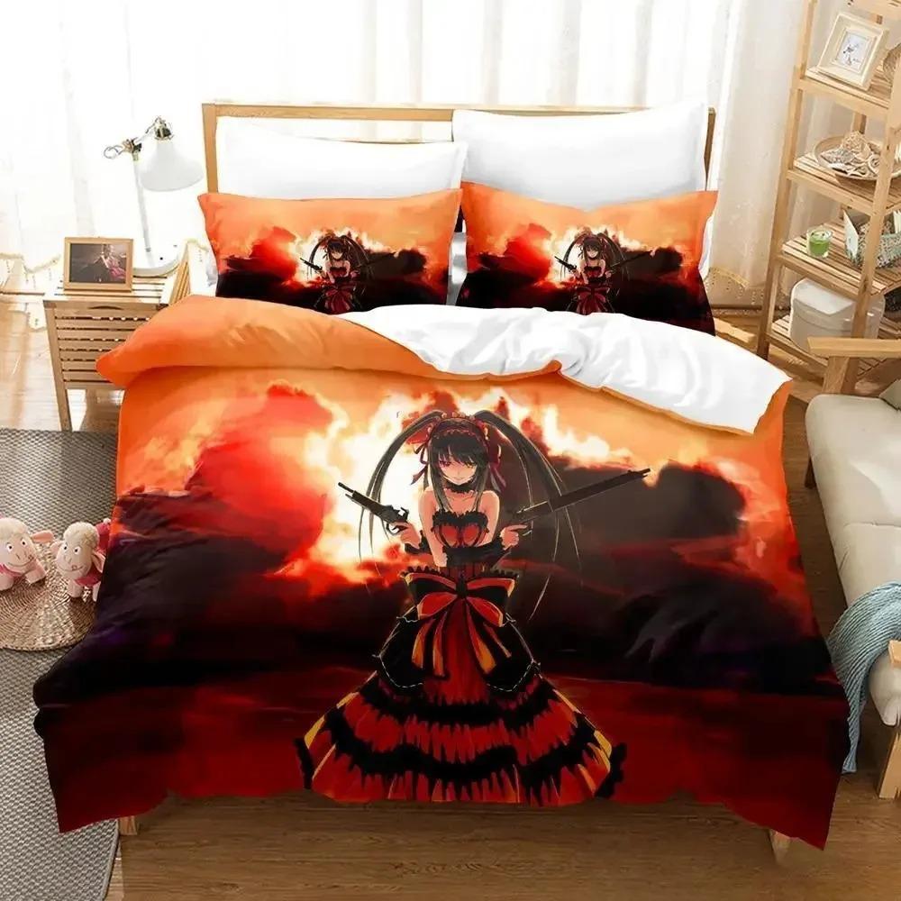 Новый постельный комплект Date A Live Токисаки Куруми Спальня Мягкое Современное Покрывало Удобное Пододеяльник Чехол для Одеяла и Наволочка