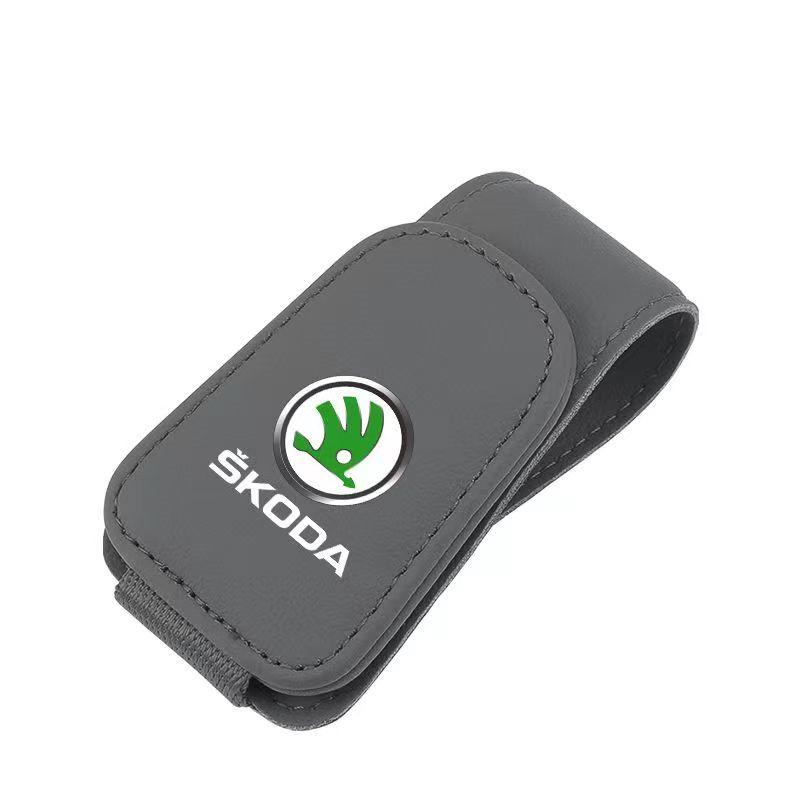 For Skoda Car Glasses Sun Visor Box Auto Sunglasses Clip Card Octavia A5 A7 RS Fabia Superb Accessories