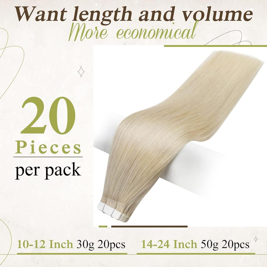 Full Shine Tape In 100% Remy Human Hair Straight Double Sided Blonde Comfortable Silky Natural Tape For Women