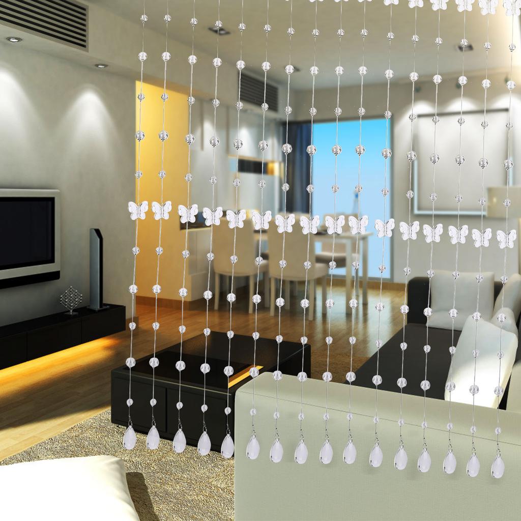 Butterfly Crystal Bead Curtain Living Room Entrance Partition Curtain Water Drop Pendant Hanging