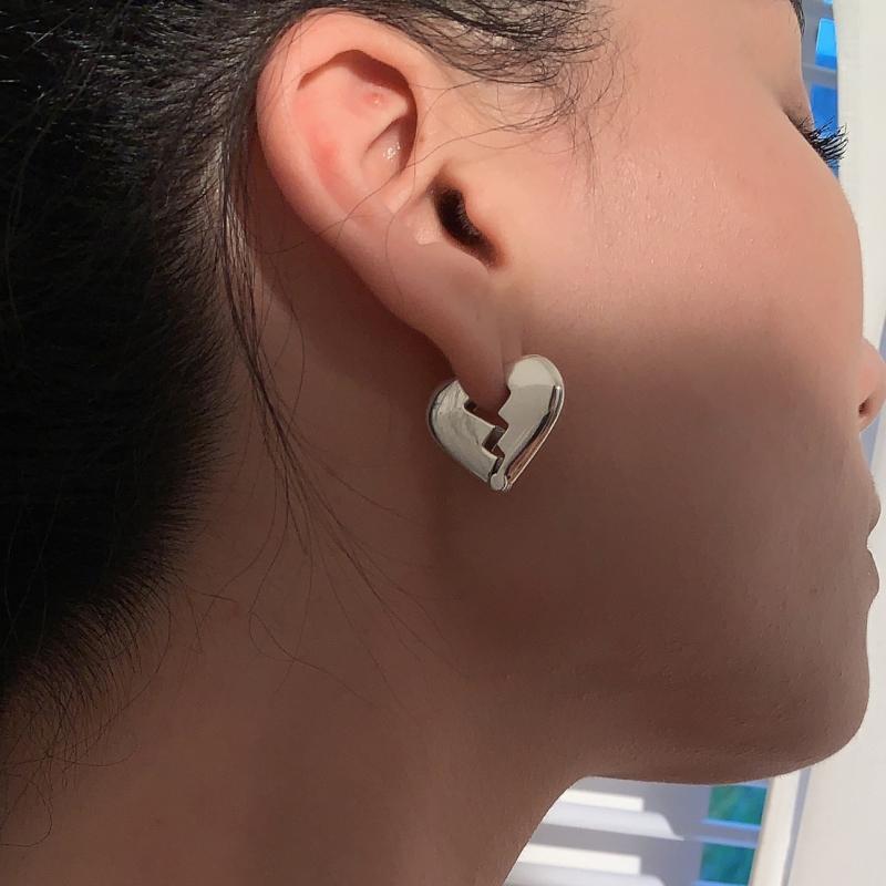 ANENJERY 1 шт. серьги-кольца в форме разбитого сердца для женщин, модные изысканные металлические серьги-обнимашки с геометрическим рисунком, ювелирные аксессуары