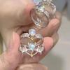 Мультяшное кольцо для пары ангела и демона, подарок с лунным камнем для друзей мужского и женского пола, открытое кольцо, регулируемое, ювелирное изделие для влюбленных, подарок