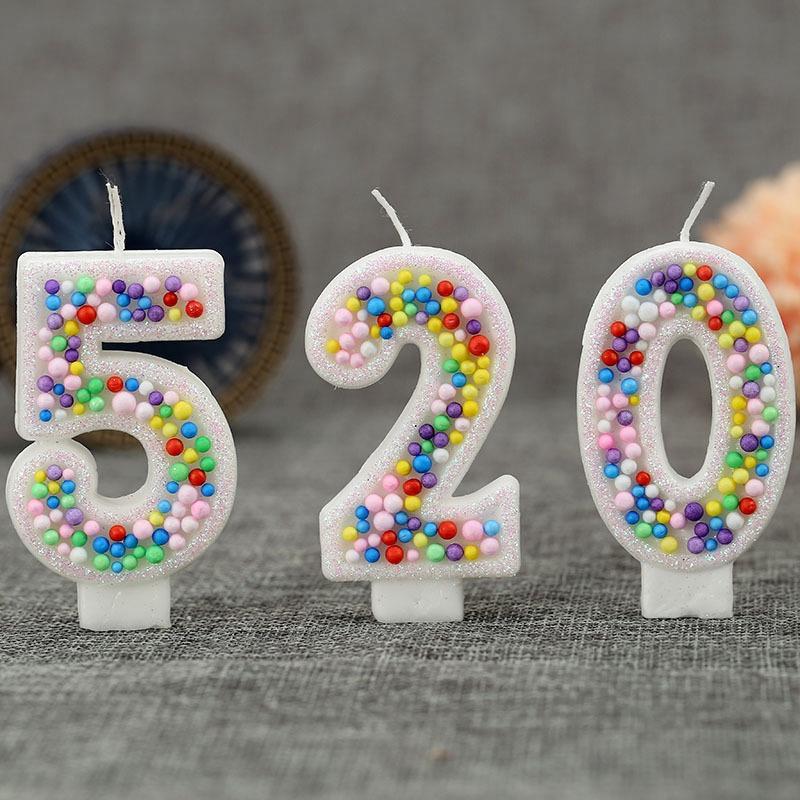 Colored Balls Digital Candles Unique 0-9 Number Birthday Cake Candles Fun Glitter Cupcake Topper Wedding Birthday Party Supplies