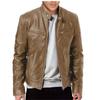 Mens Leather Jacket Youth Stand Collar Punk Motorcycle Rider Jacket Stylish Durable Outerwear