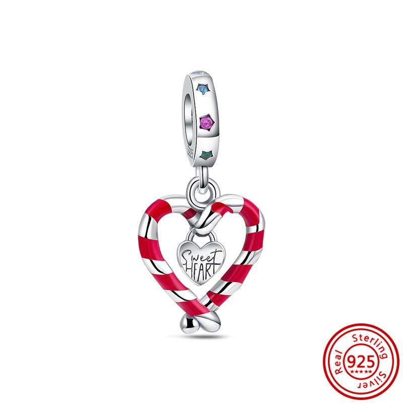 925 Серебряный Пряничный Человечек Носок Санта-Елки Подвеска Снеговик Из Бисера Подходит Оригинальный Браслет Женский Рождественские Изящные Ювелирные Изделия