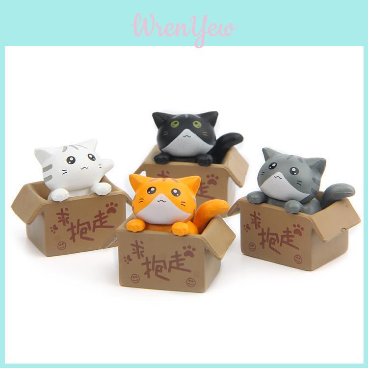 Бумажная коробка Chis Sweet Home Мультяшная ПВХ Фигурка кошки Садовое украшение Для любителей растений